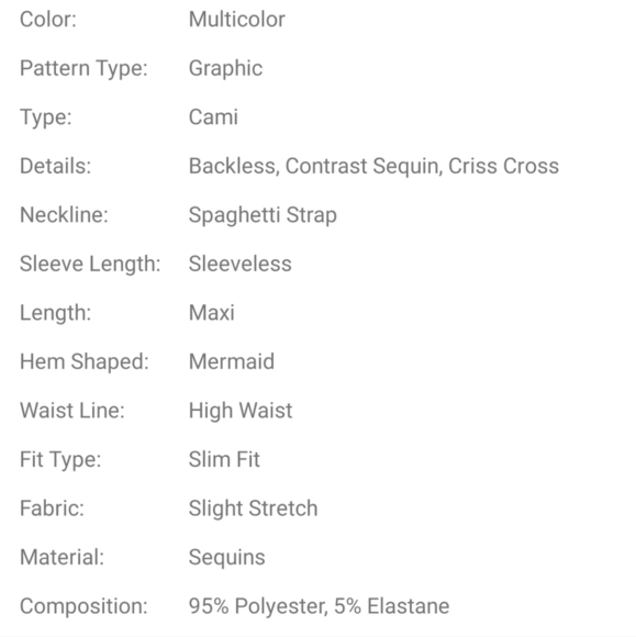 Multicolor Graphic Crisscross Cami Backless Contrast Sequined Mermaid Ma… - Picture 8 of 10
